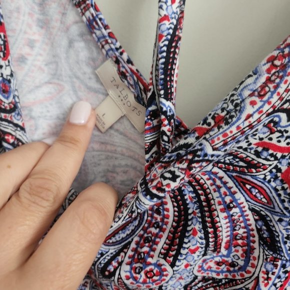 Talbots maxi dress red navy paisley sz Large - Picture 6 of 7